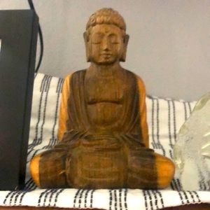 Burlwood Buddha hand carved from two color burl